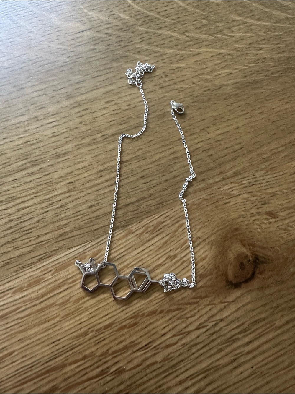 Sterling Silver Hexagon Molecule Necklace - Silver